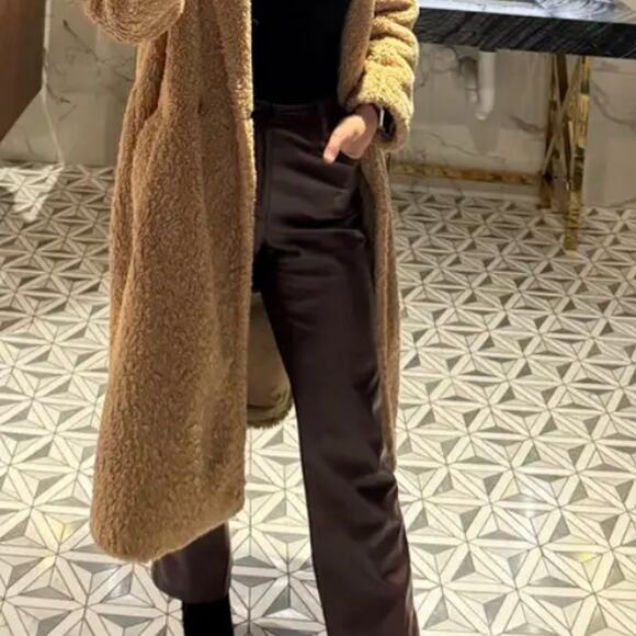 Marissa Web Brown Faux Leather Kick Flare Pants Size 14 Slimming Career $325 - Picture 7 of 12